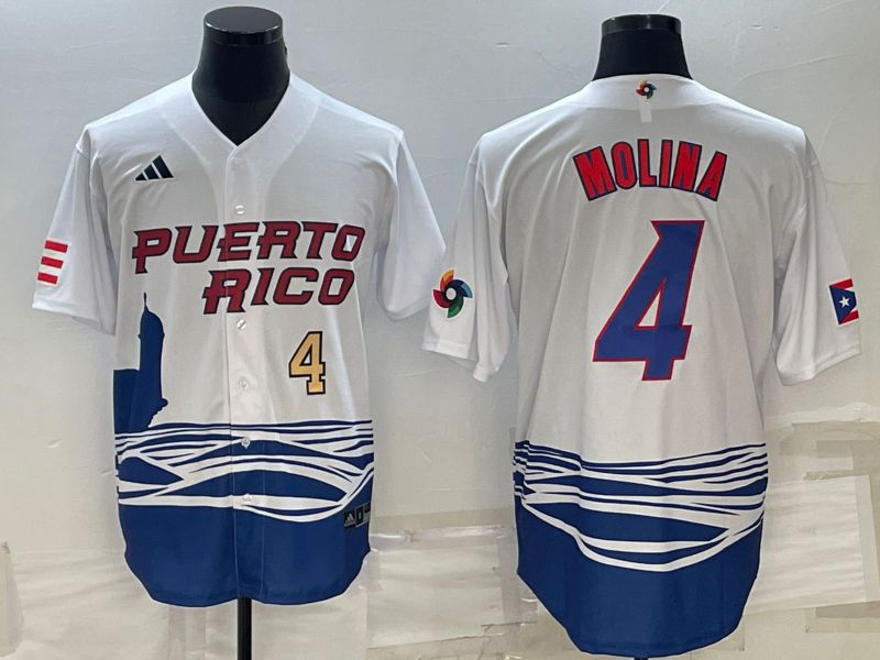 Men 2023 World Cub 4 Molina White MLB Jersey3